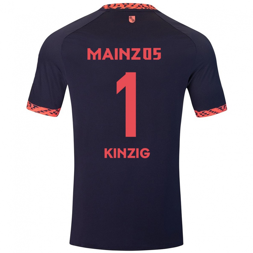 Kandiny Gyermek Maximilian Kinzig #1 Kék Korall Vörös Idegenbeli Jersey 2024/25 Mez Póló Ing