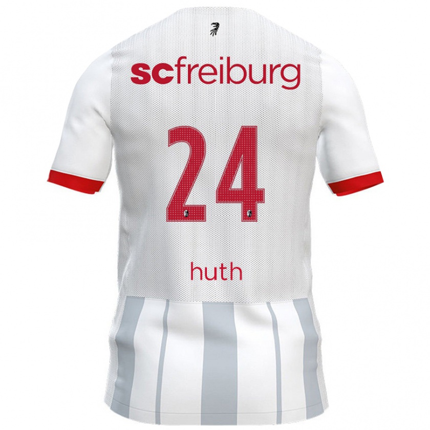 Kandiny Gyermek Jannik Huth #24 Fehér Szürke Idegenbeli Jersey 2024/25 Mez Póló Ing