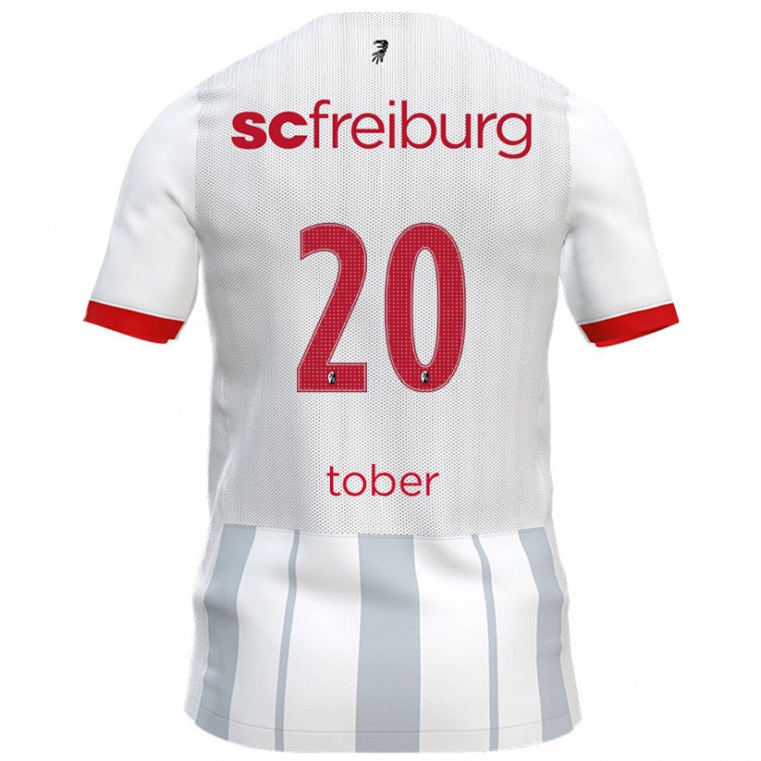 Kandiny Gyermek Louis Tober #20 Fehér Szürke Idegenbeli Jersey 2024/25 Mez Póló Ing