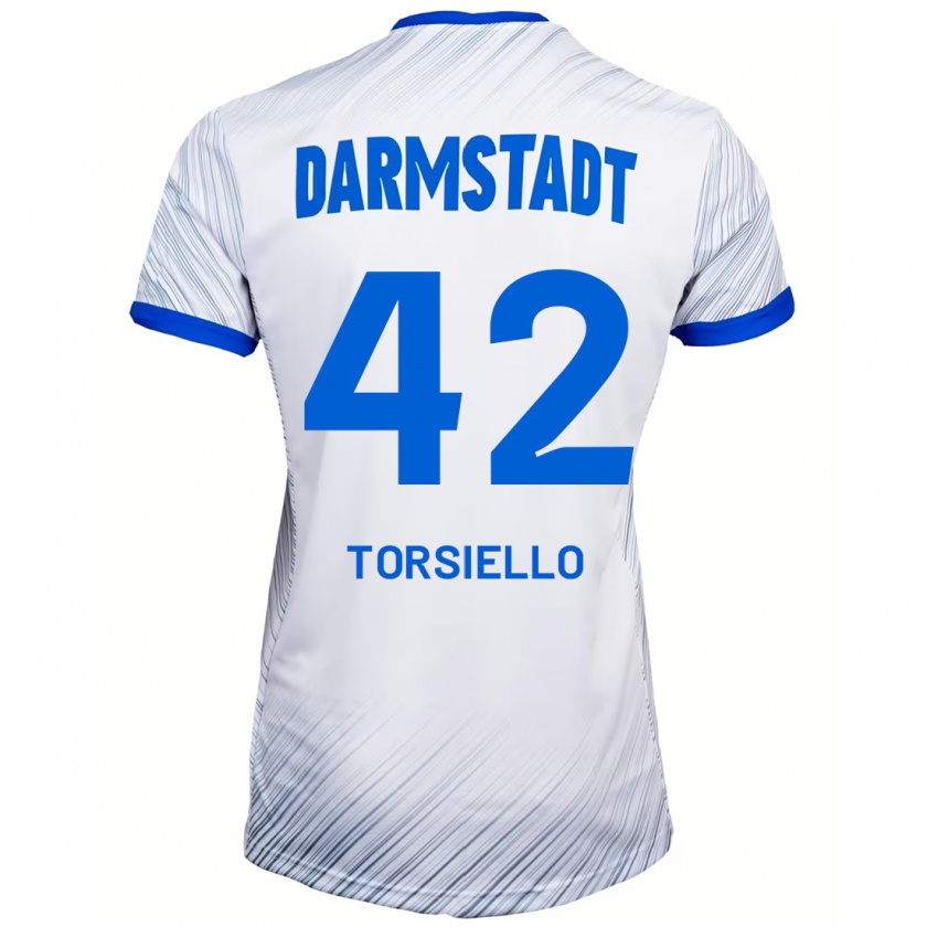 Kandiny Gyermek Fabio Torsiello #42 Fehér Kék Idegenbeli Jersey 2024/25 Mez Póló Ing