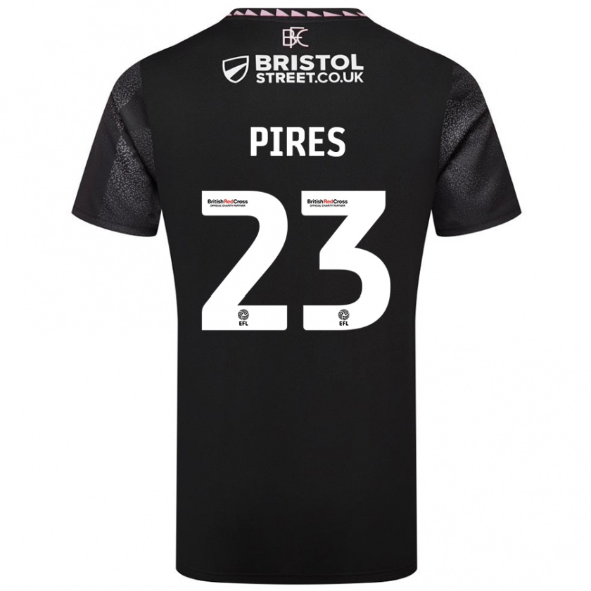 Kandiny Gyermek Lucas Pires #23 Fekete Idegenbeli Jersey 2024/25 Mez Póló Ing