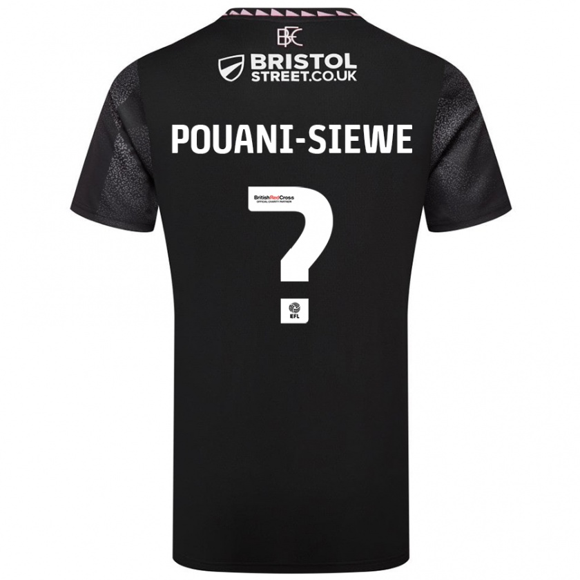 Kandiny Gyermek Brandon Pouani-Siewe #0 Fekete Idegenbeli Jersey 2024/25 Mez Póló Ing