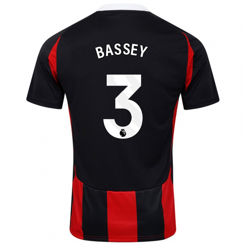 Kandiny Gyermek Calvin Bassey #3 Fekete Piros Idegenbeli Jersey 2024/25 Mez Póló Ing