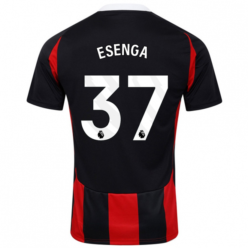 Kandiny Gyermek Jonathan Esenga #37 Fekete Piros Idegenbeli Jersey 2024/25 Mez Póló Ing