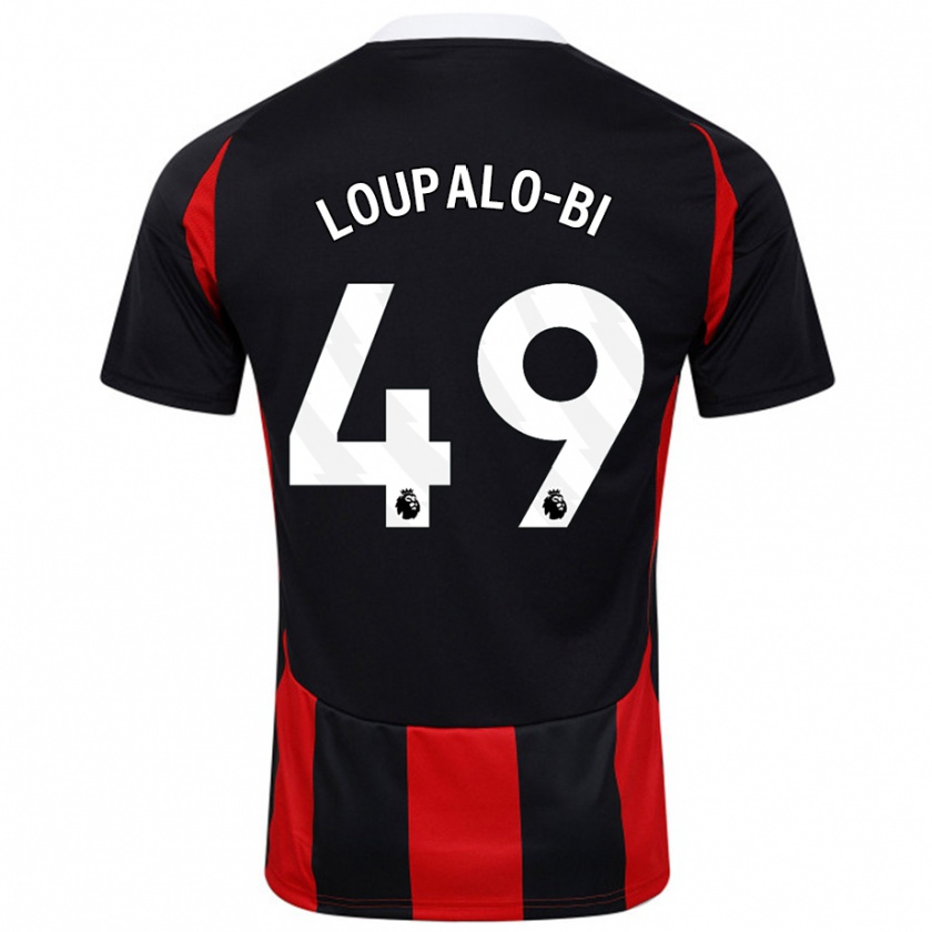 Kandiny Gyermek Aaron Loupalo-Bi #49 Fekete Piros Idegenbeli Jersey 2024/25 Mez Póló Ing