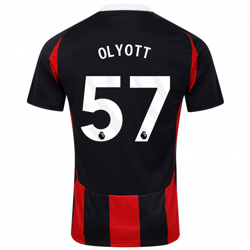 Kandiny Gyermek Tom Olyott #57 Fekete Piros Idegenbeli Jersey 2024/25 Mez Póló Ing