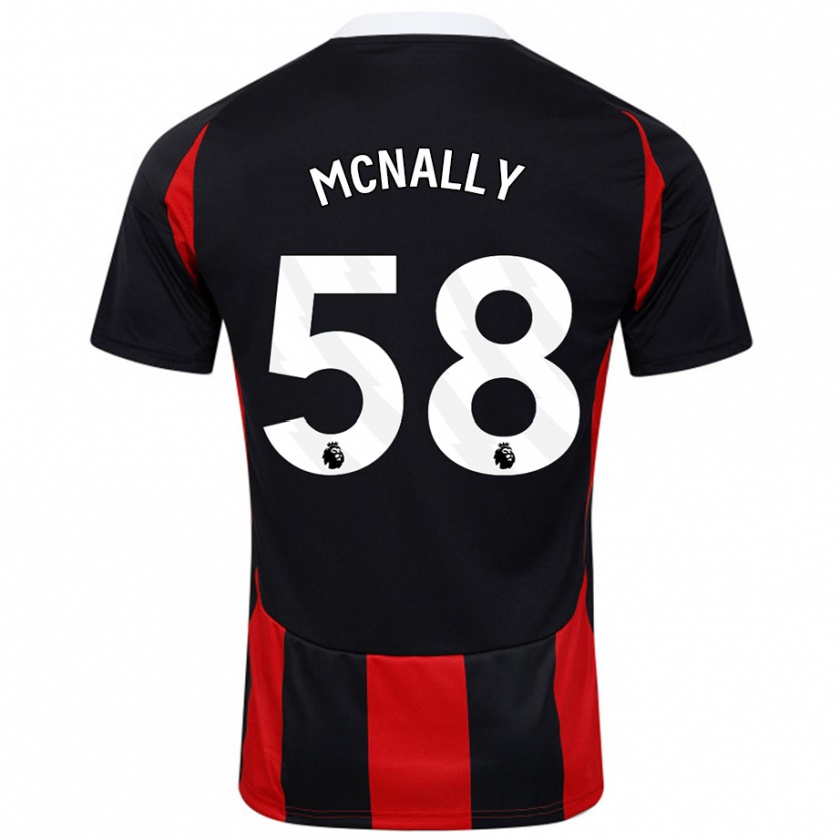 Kandiny Gyermek Alfie Mcnally #58 Fekete Piros Idegenbeli Jersey 2024/25 Mez Póló Ing