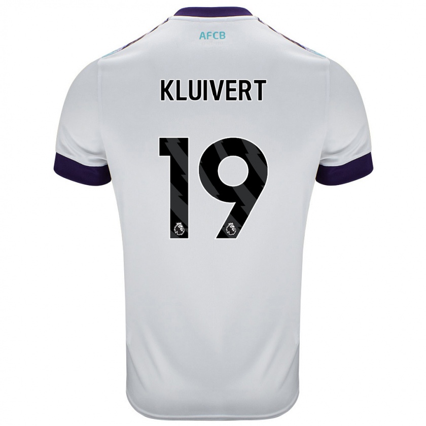 Kandiny Gyermek Justin Kluivert #19 Fehér Zöld Lila Idegenbeli Jersey 2024/25 Mez Póló Ing