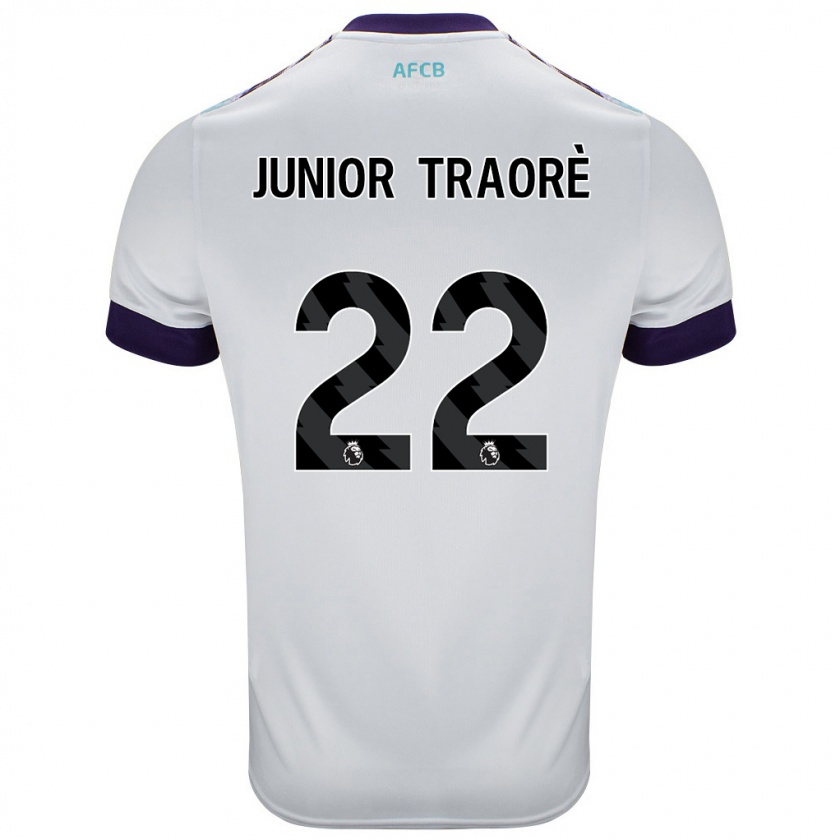 Kandiny Gyermek Hamed Junior Traorè #22 Fehér Zöld Lila Idegenbeli Jersey 2024/25 Mez Póló Ing