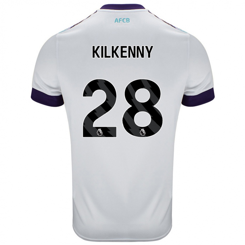 Kandiny Gyermek Gavin Kilkenny #28 Fehér Zöld Lila Idegenbeli Jersey 2024/25 Mez Póló Ing