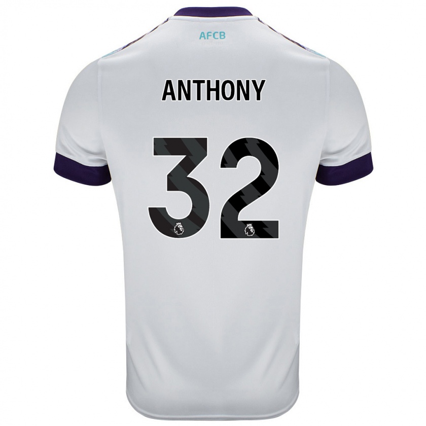 Kandiny Gyermek Jaidon Anthony #32 Fehér Zöld Lila Idegenbeli Jersey 2024/25 Mez Póló Ing