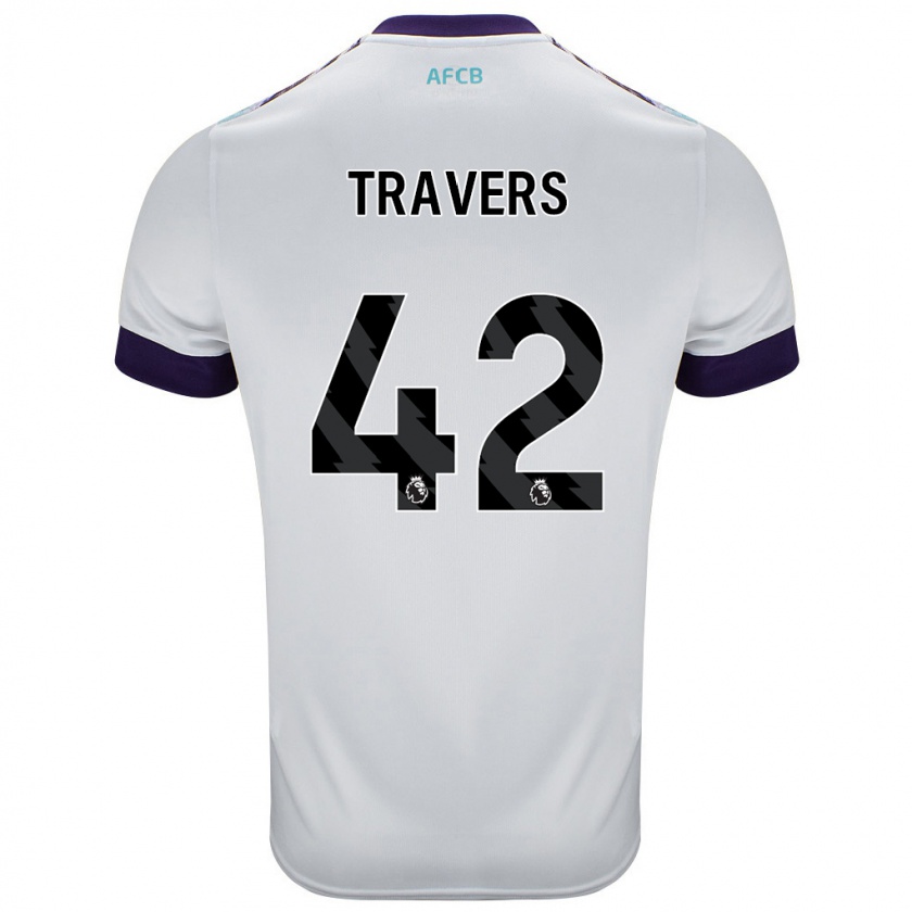 Kandiny Gyermek Mark Travers #42 Fehér Zöld Lila Idegenbeli Jersey 2024/25 Mez Póló Ing