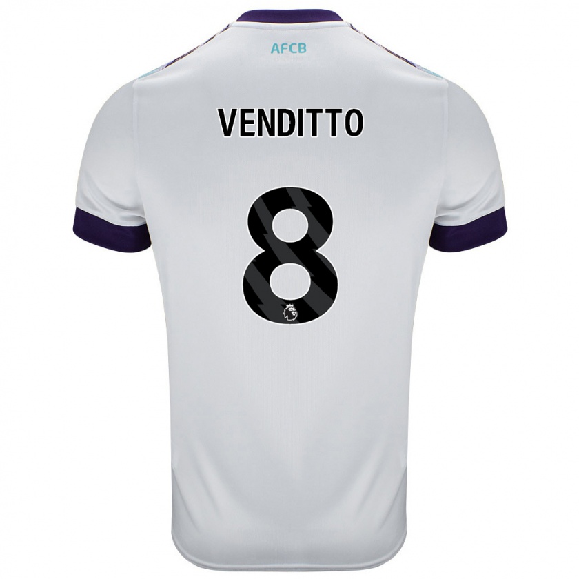 Kandiny Gyermek Olivia Venditto #8 Fehér Zöld Lila Idegenbeli Jersey 2024/25 Mez Póló Ing