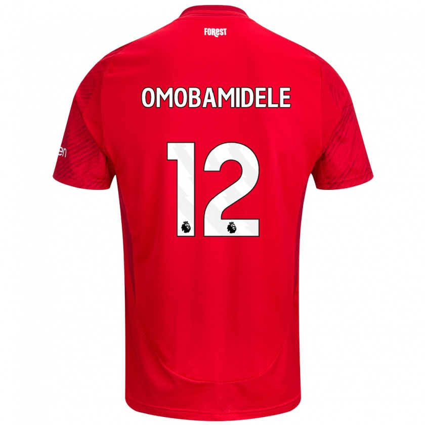 Kandiny Férfi Andrew Omobamidele #12 Piros Fehér Hazai Jersey 2024/25 Mez Póló Ing