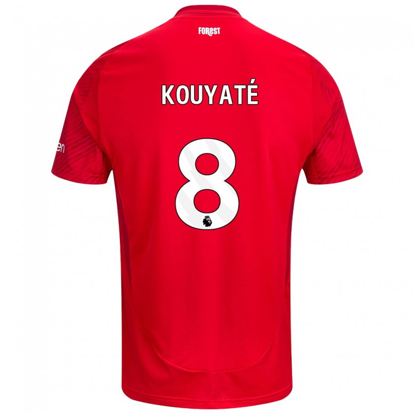 Kandiny Férfi Cheikhou Kouyaté #8 Piros Fehér Hazai Jersey 2024/25 Mez Póló Ing