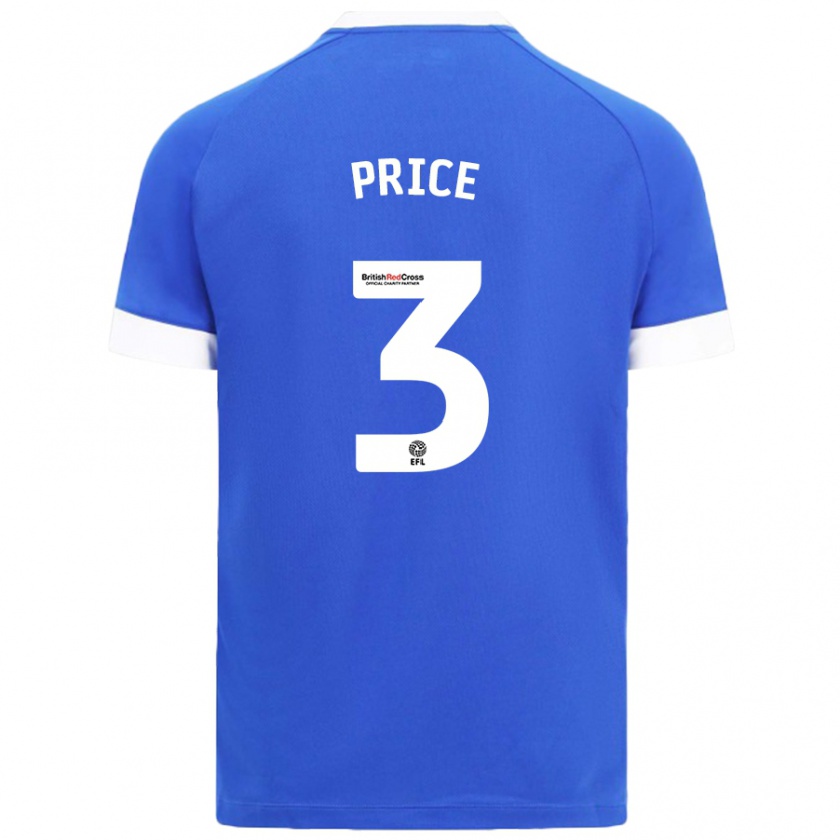 Kandiny Férfi Ffion Price #3 Égszínkék Hazai Jersey 2024/25 Mez Póló Ing