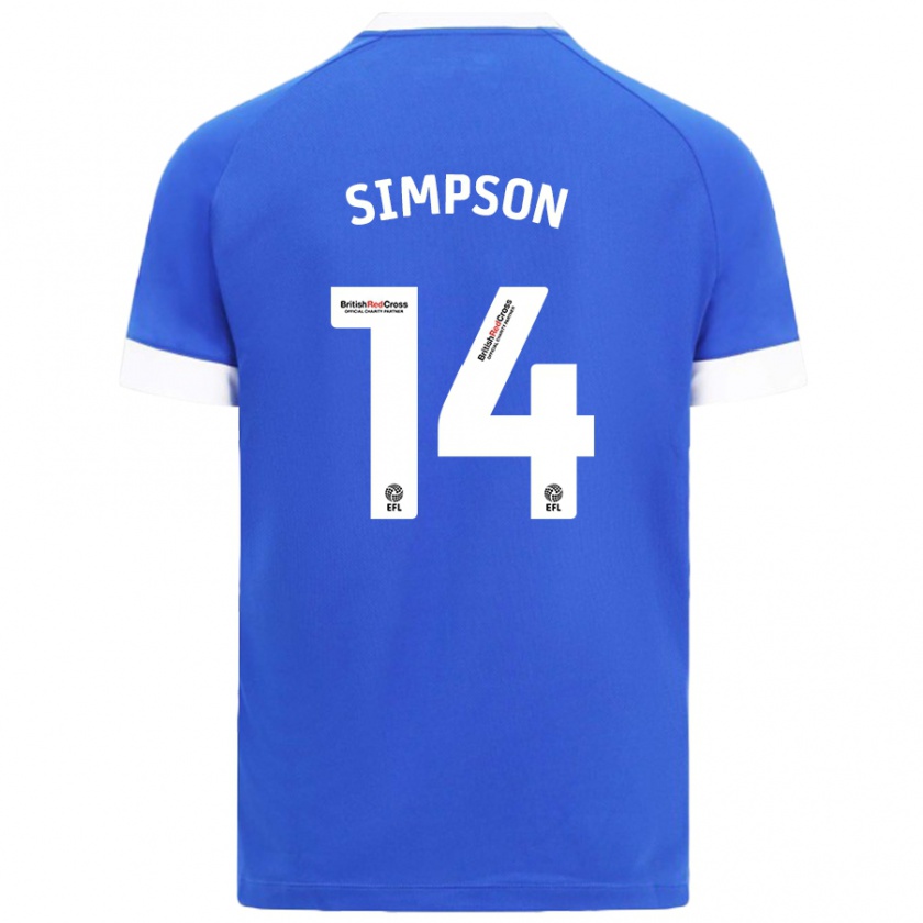 Kandiny Férfi Jasmine Simpson #14 Égszínkék Hazai Jersey 2024/25 Mez Póló Ing