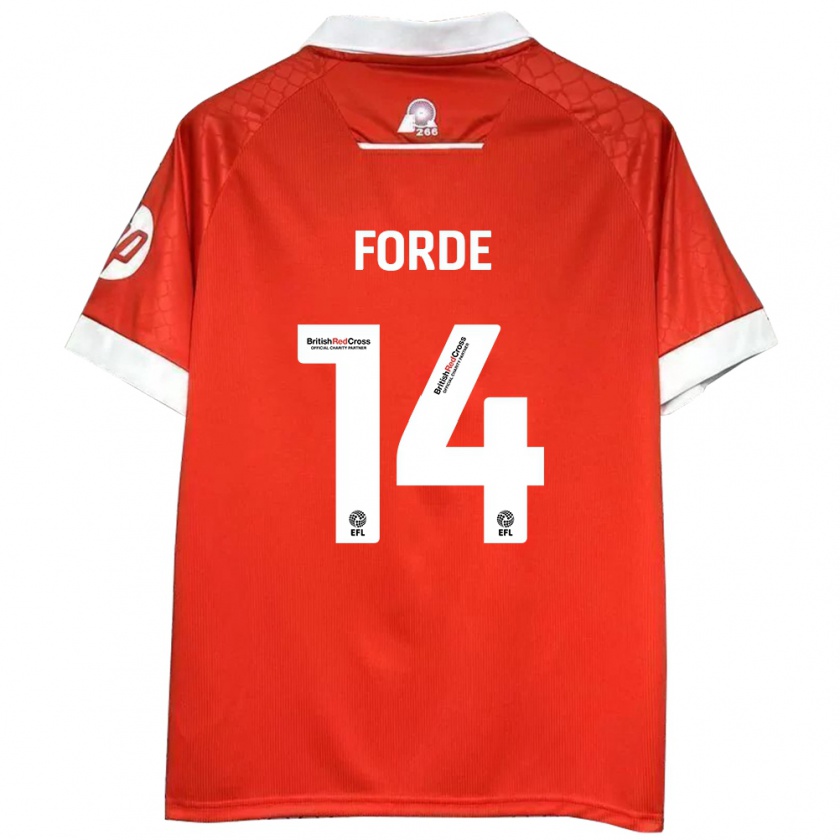 Kandiny Férfi Anthony Forde #14 Piros Fehér Hazai Jersey 2024/25 Mez Póló Ing