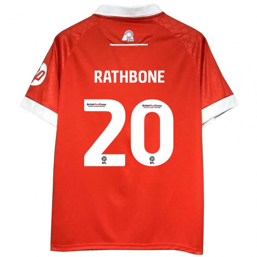 Kandiny Férfi Ollie Rathbone #20 Piros Fehér Hazai Jersey 2024/25 Mez Póló Ing