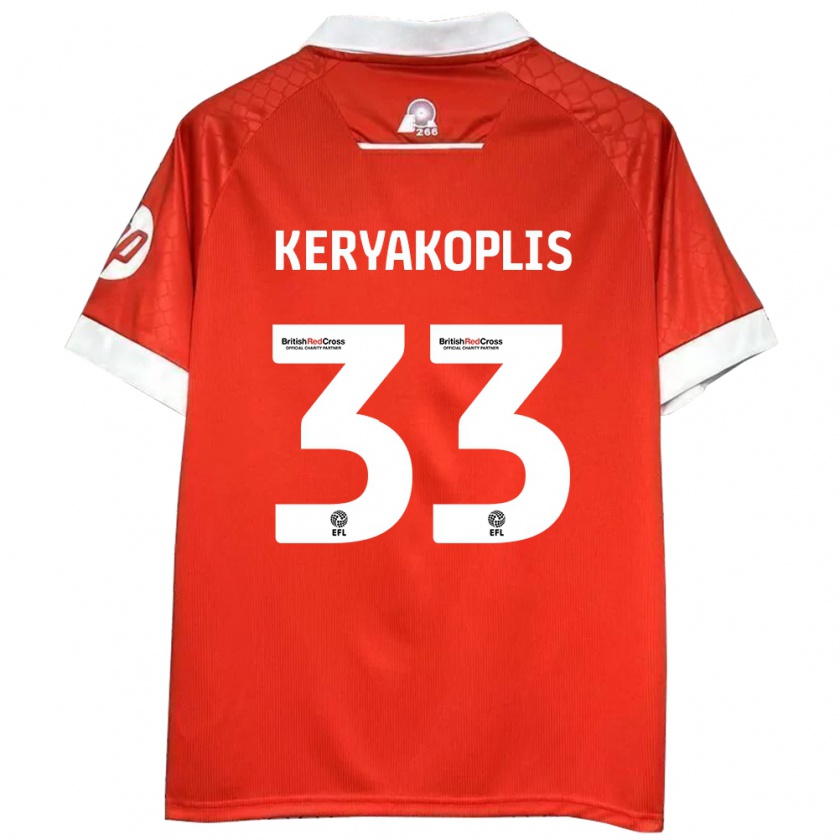 Kandiny Férfi Hannah Keryakoplis #33 Piros Fehér Hazai Jersey 2024/25 Mez Póló Ing