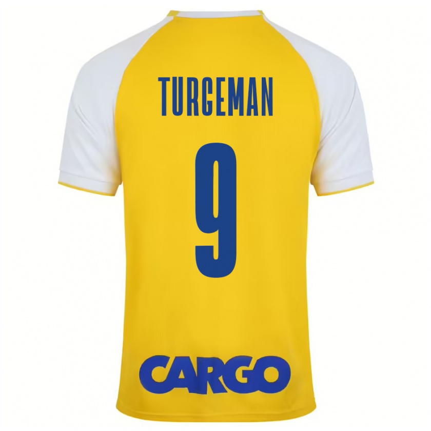 Kandiny Férfi Dor Turgeman #9 Sárga Fehér Hazai Jersey 2024/25 Mez Póló Ing