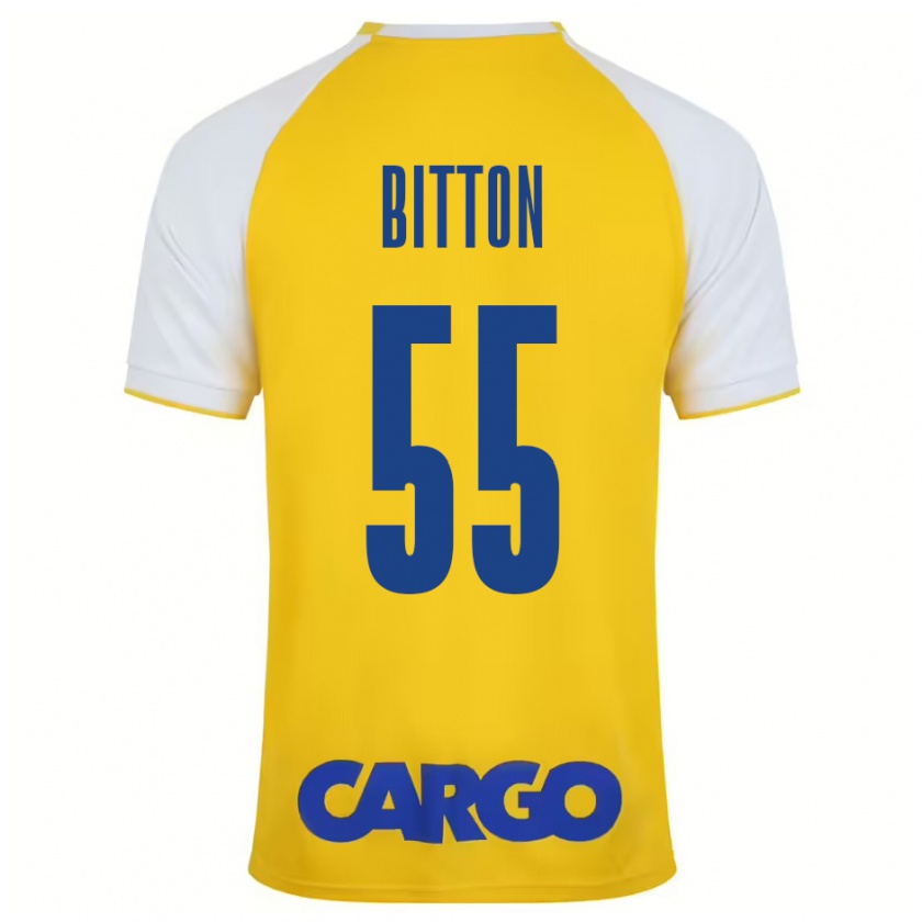 Kandiny Férfi Nir Bitton #55 Sárga Fehér Hazai Jersey 2024/25 Mez Póló Ing