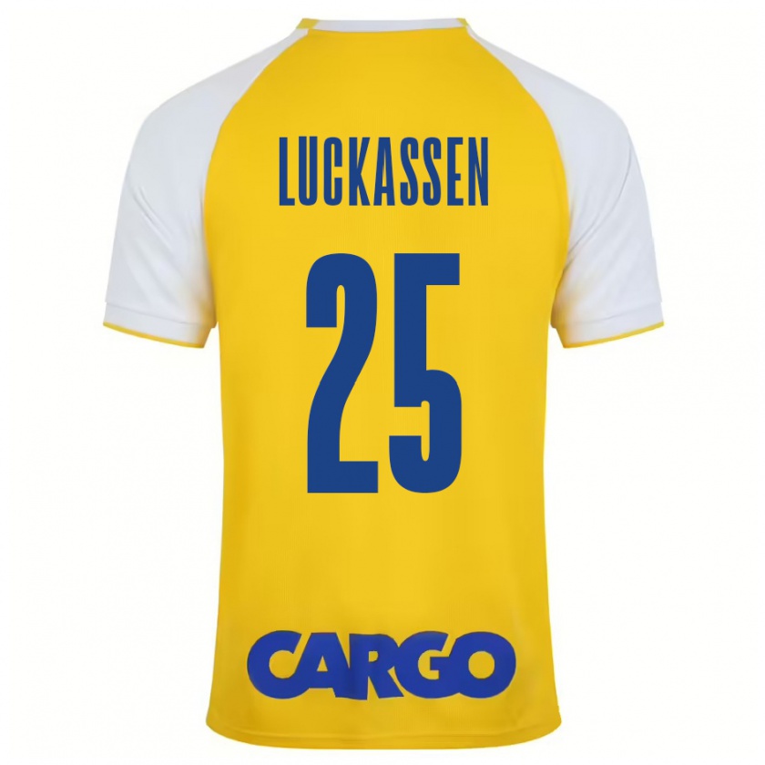 Kandiny Férfi Derrick Luckassen #25 Sárga Fehér Hazai Jersey 2024/25 Mez Póló Ing