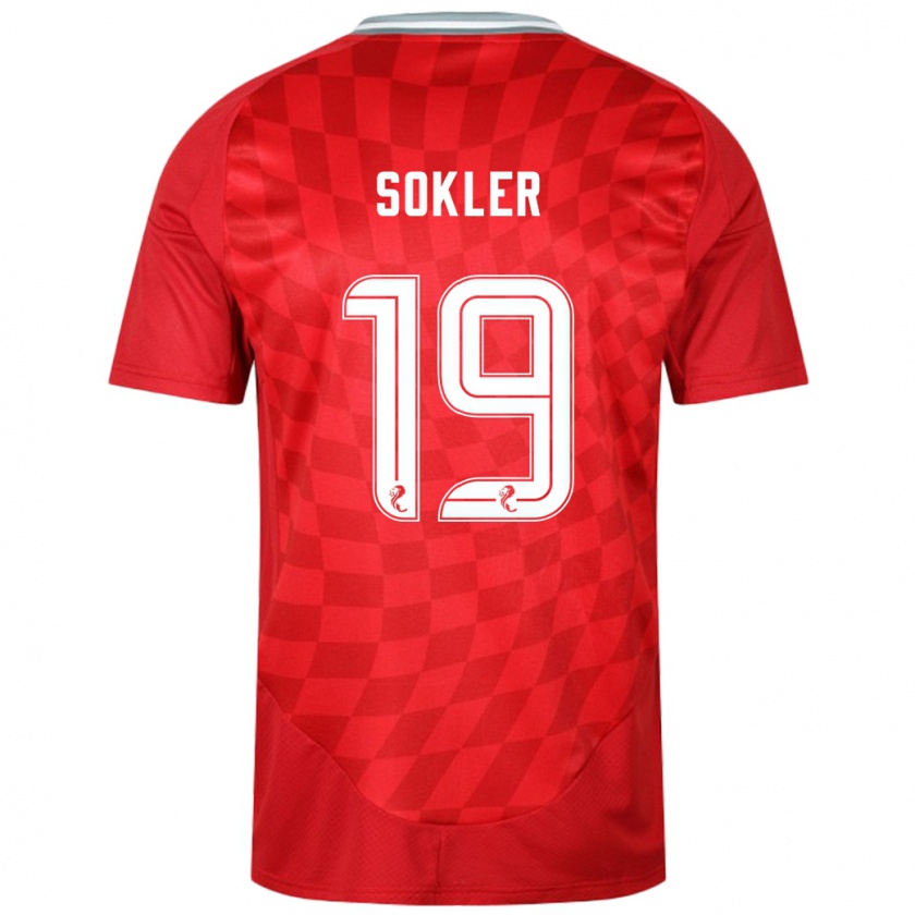 Kandiny Férfi Ester Sokler #19 Piros Hazai Jersey 2024/25 Mez Póló Ing