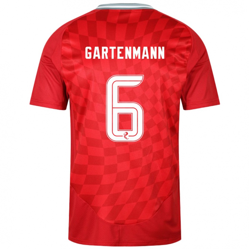 Kandiny Férfi Stefan Gartenmann #6 Piros Hazai Jersey 2024/25 Mez Póló Ing