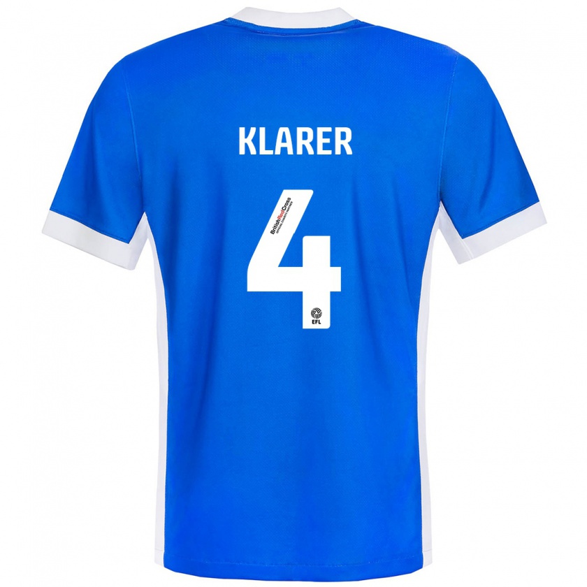 Kandiny Férfi Christoph Klarer #4 Kék Fehér Hazai Jersey 2024/25 Mez Póló Ing