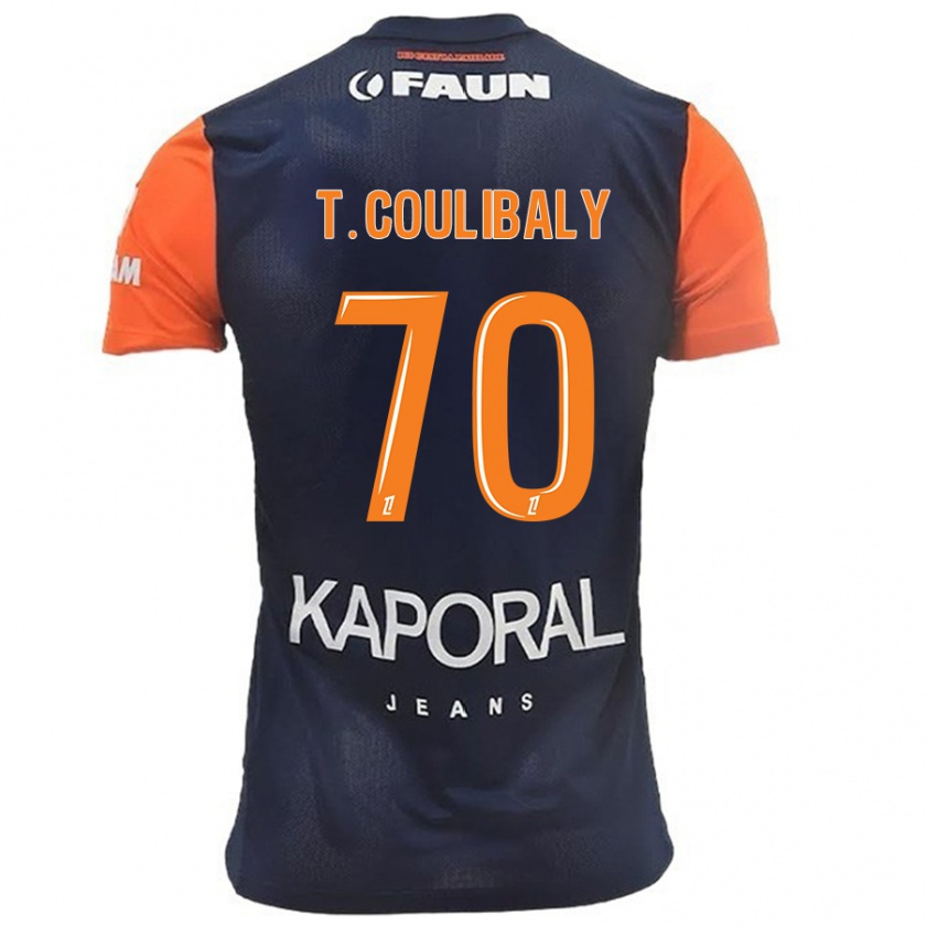 Kandiny Férfi Tanguy Coulibaly #70 Sötétkék Narancs Hazai Jersey 2024/25 Mez Póló Ing