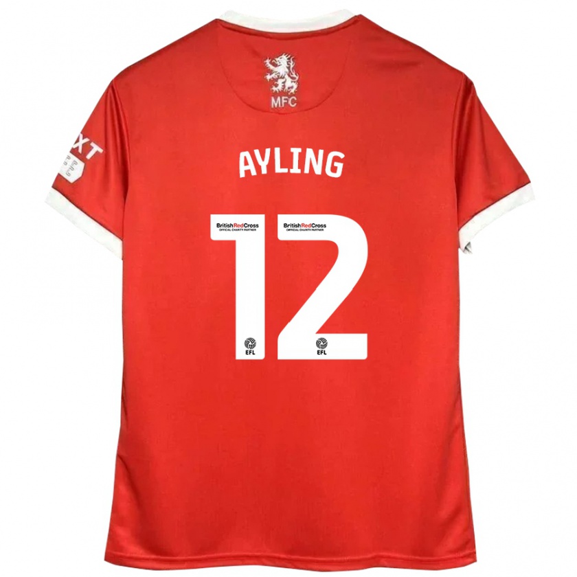 Kandiny Férfi Luke Ayling #12 Piros Fehér Hazai Jersey 2024/25 Mez Póló Ing