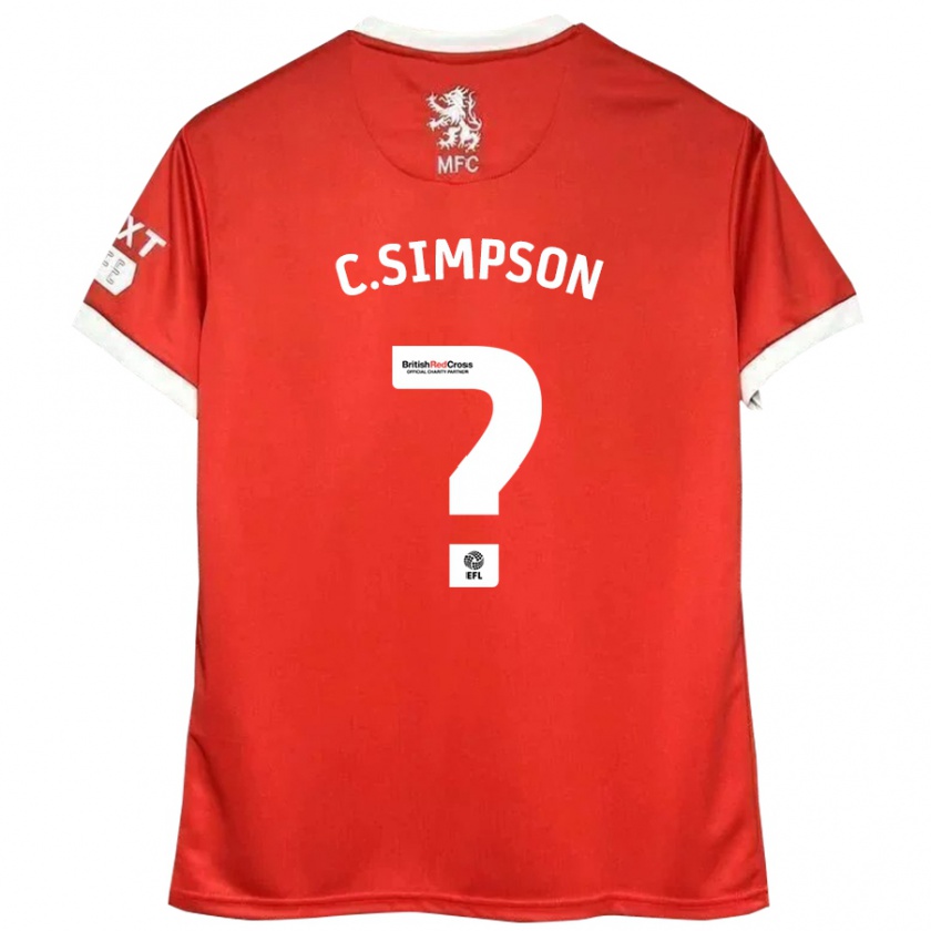 Kandiny Férfi Cameron Simpson #0 Piros Fehér Hazai Jersey 2024/25 Mez Póló Ing