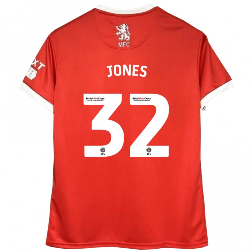 Kandiny Férfi Jamie Jones #32 Piros Fehér Hazai Jersey 2024/25 Mez Póló Ing