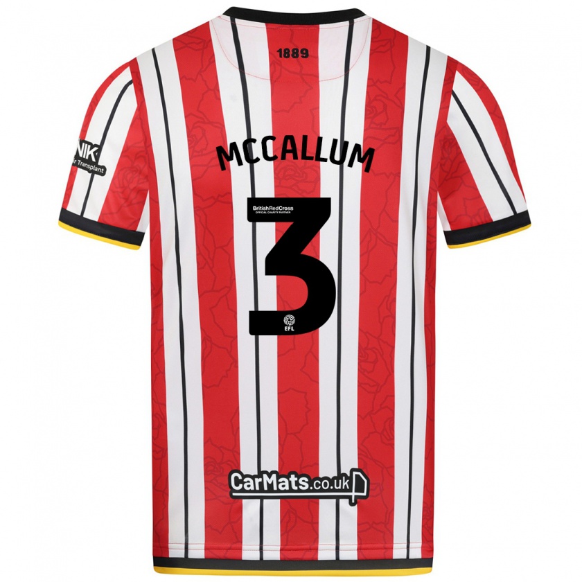 Kandiny Férfi Sam Mccallum #3 Piros Fehér Csíkok Hazai Jersey 2024/25 Mez Póló Ing