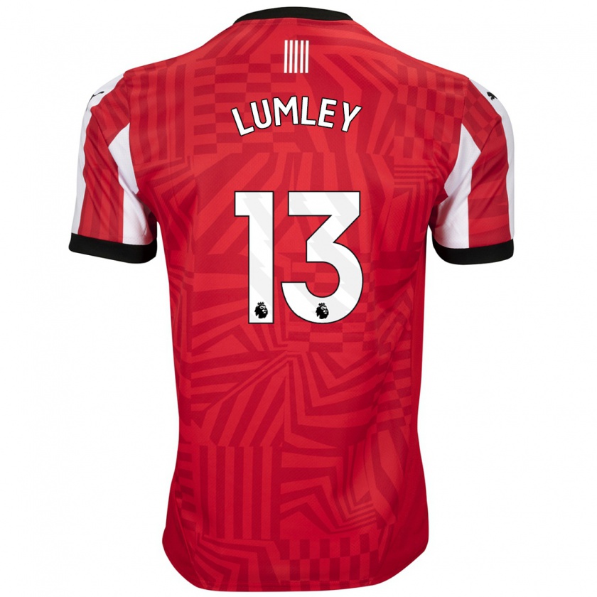 Kandiny Férfi Joe Lumley #13 Piros Fehér Hazai Jersey 2024/25 Mez Póló Ing