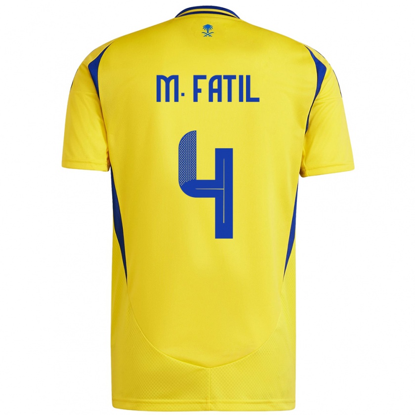 Kandiny Férfi Mohammed Al-Fatil #4 Sárga Kék Hazai Jersey 2024/25 Mez Póló Ing