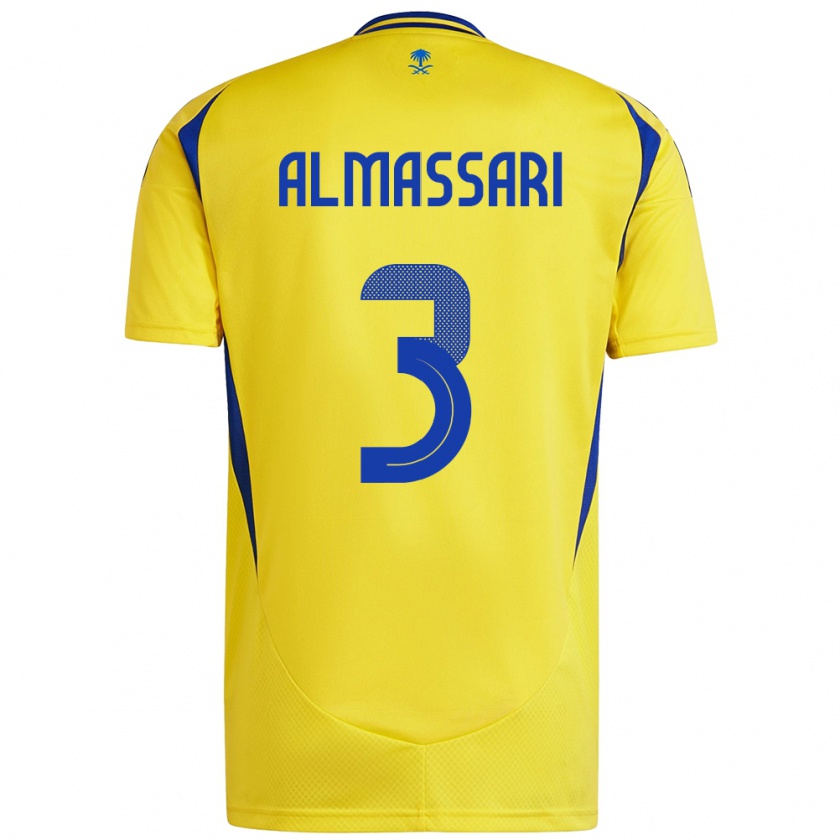 Kandiny Férfi Wadha Almassari #3 Sárga Kék Hazai Jersey 2024/25 Mez Póló Ing