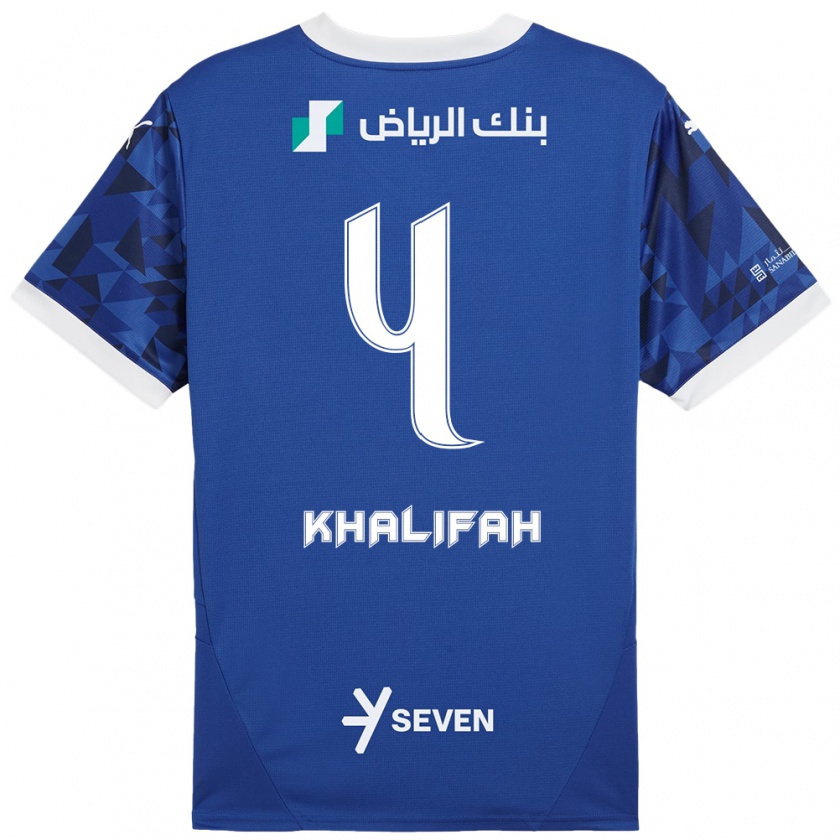 Kandiny Férfi Khalifah Al-Dawsari #4 Sötétkék Fehér Hazai Jersey 2024/25 Mez Póló Ing