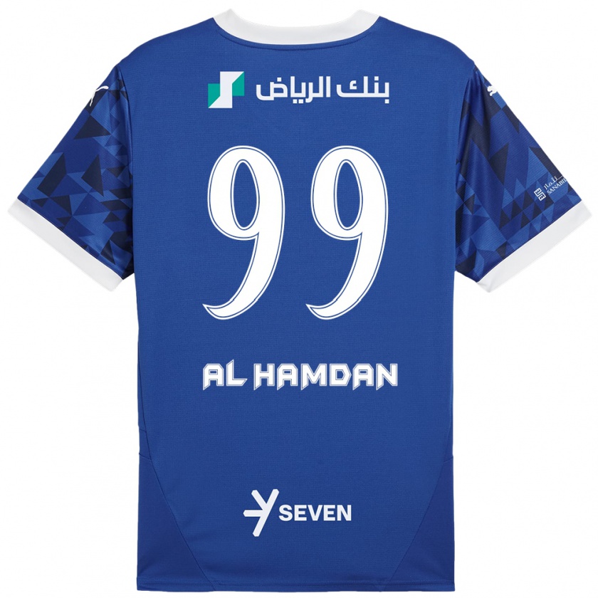 Kandiny Férfi Abdullah Al-Hamdan #99 Sötétkék Fehér Hazai Jersey 2024/25 Mez Póló Ing