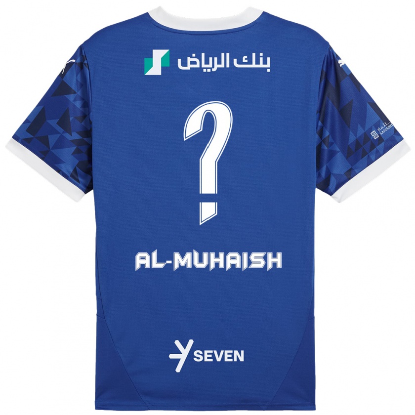 Kandiny Férfi Mohammed Al-Muhaish #0 Sötétkék Fehér Hazai Jersey 2024/25 Mez Póló Ing