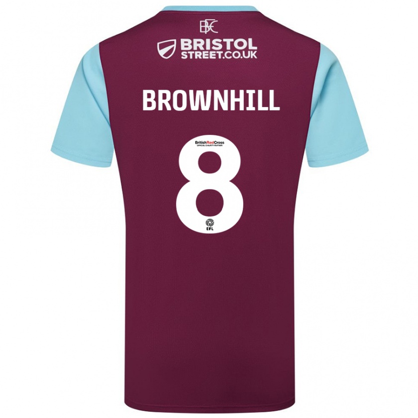 Kandiny Férfi Josh Brownhill #8 Bordó Égszínkék Hazai Jersey 2024/25 Mez Póló Ing