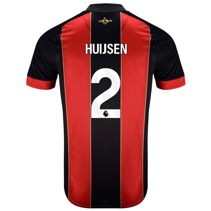 Kandiny Férfi Dean Huijsen #2 Piros Fekete Hazai Jersey 2024/25 Mez Póló Ing