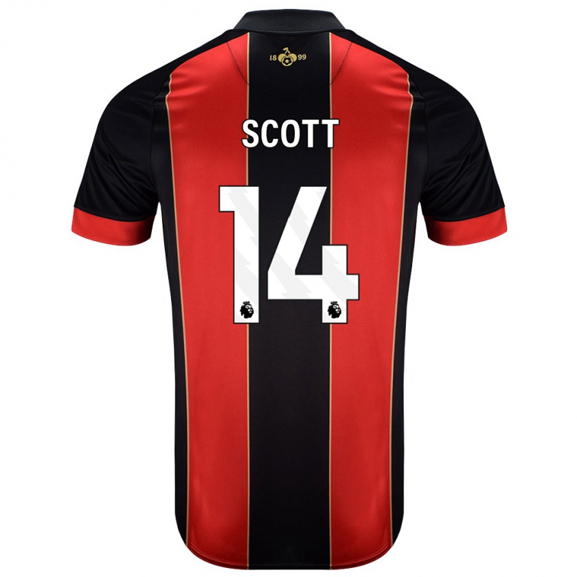 Kandiny Férfi Alex Scott #14 Piros Fekete Hazai Jersey 2024/25 Mez Póló Ing