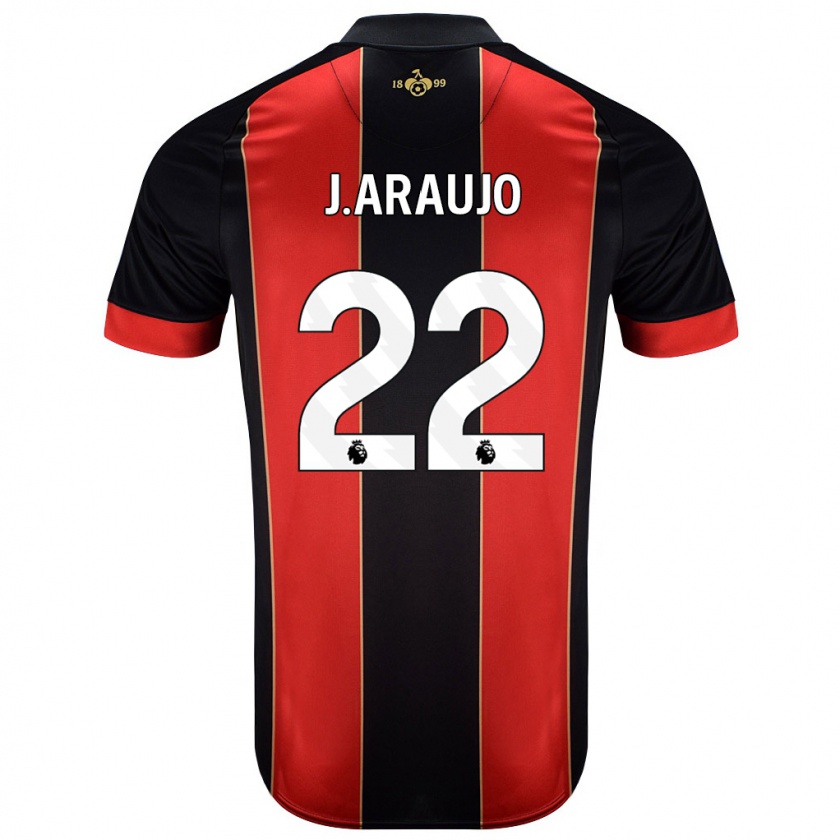 Kandiny Férfi Julián Araujo #28 Piros Fekete Hazai Jersey 2024/25 Mez Póló Ing