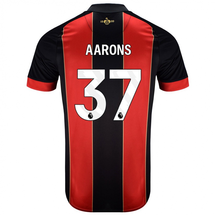 Kandiny Férfi Max Aarons #37 Piros Fekete Hazai Jersey 2024/25 Mez Póló Ing