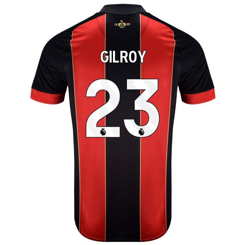 Kandiny Férfi Chloe Gilroy #23 Piros Fekete Hazai Jersey 2024/25 Mez Póló Ing