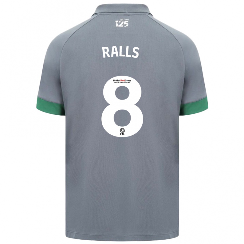 Kandiny Férfi Joe Ralls #8 Sötétszürke Idegenbeli Jersey 2024/25 Mez Póló Ing