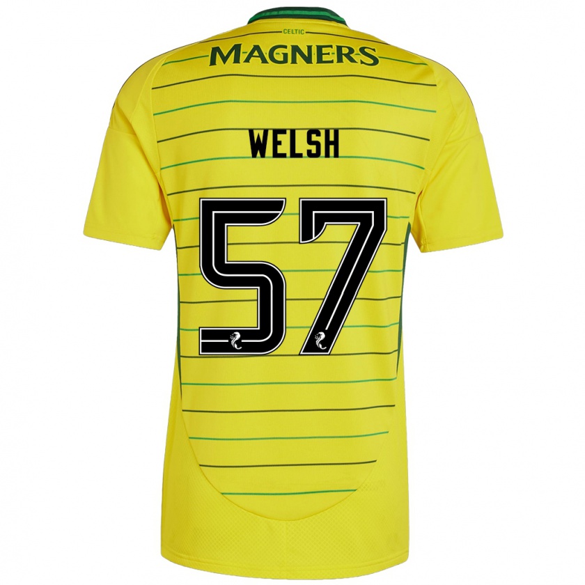 Kandiny Férfi Stephen Welsh #57 Sárga Idegenbeli Jersey 2024/25 Mez Póló Ing