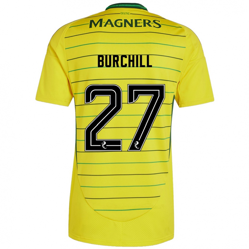 Kandiny Férfi Tiree Burchill #27 Sárga Idegenbeli Jersey 2024/25 Mez Póló Ing